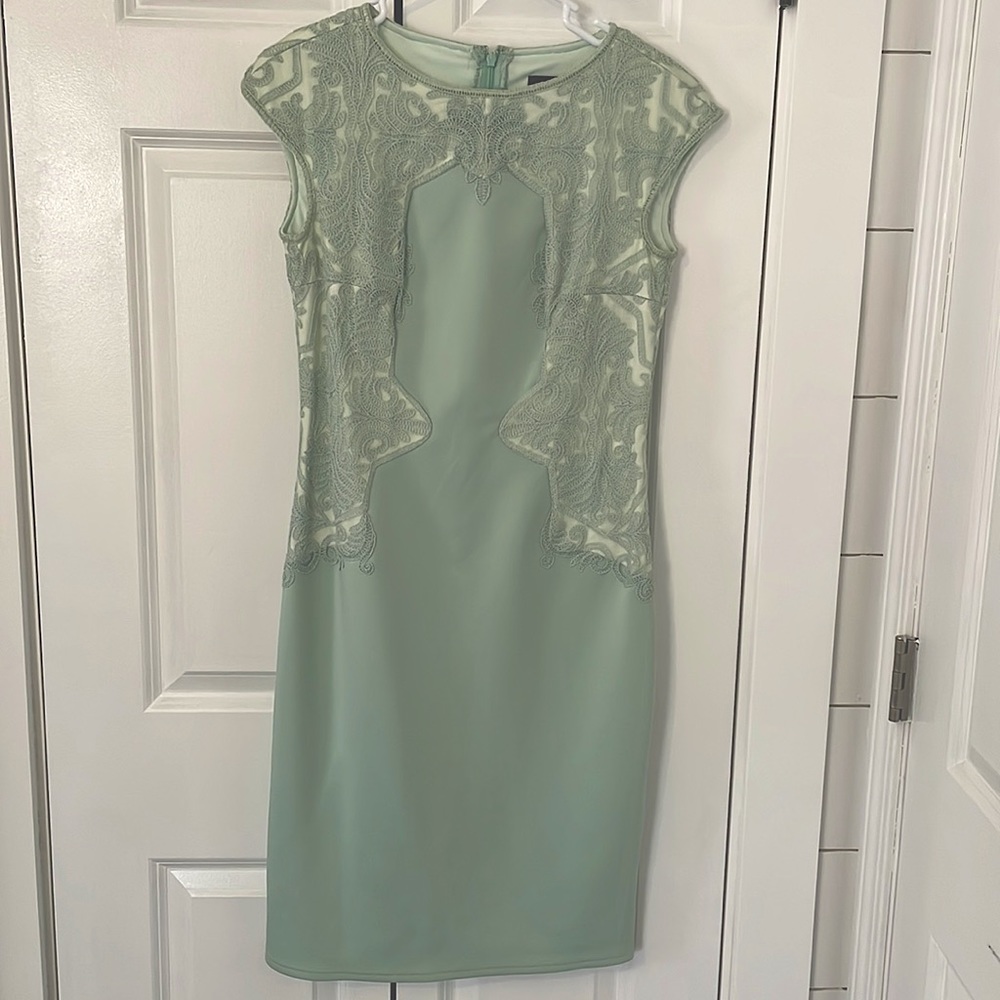 mint color Tadashi Shoji dress.